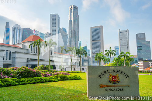 Image of Singapore Parliament and city slyline