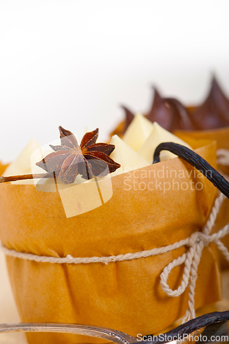 Image of chocolate vanilla and spices cream cake dessert