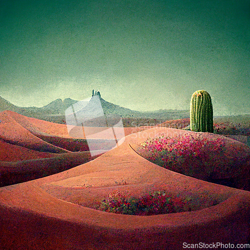 Image of Desert landscape. Desert area, sand terrain - Africa, Sahara, or