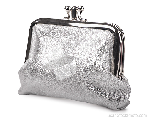 Image of Silver leather purse isolated
