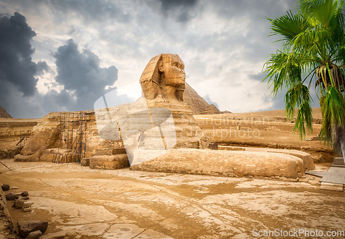 Image of Sphinx and storm clouds