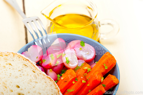 Image of steamed  root vegetable on a bowl