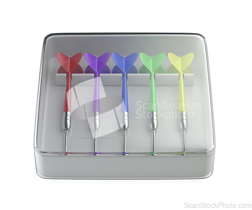 Image of Plastic box with five darts