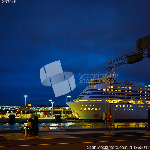 Image of Ferry ready for loading cars and passengers in Stokholm, Sweden.