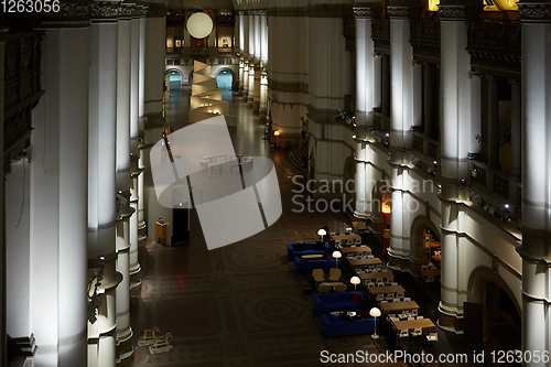 Image of Stockholm, Sweden - November 6, 2018: Interior of Nordic Museum. It is dedicated to the cultural history and ethnography of Sweden.