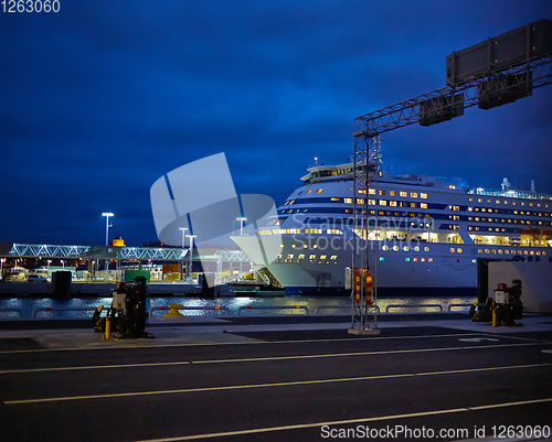 Image of Ferry ready for loading cars and passengers in Stokholm, Sweden.