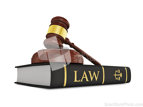 Image of Wooden judge gavel on law book