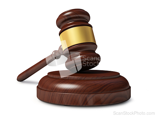 Image of Wooden judge gavel isolated