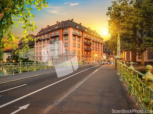 Image of Strasbourg bridge in evening