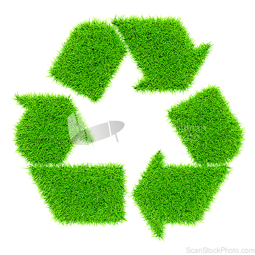 Image of Green recycling symbol isolated on white