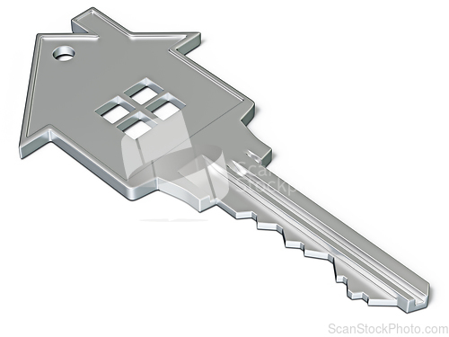 Image of House shaped key isolated on white