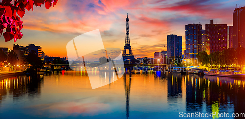 Image of Sunset in autumn Paris