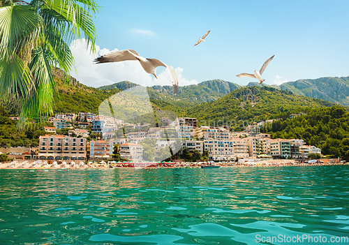 Image of Sveti Stefan and its beach