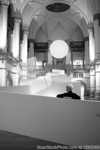 Image of Stockholm, Sweden - November 6, 2018: Interior of Nordic Museum. It is dedicated to the cultural history and ethnography of Sweden.