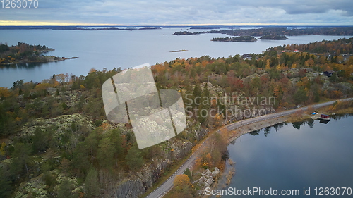 Image of Beautiful view of the classic Swedish landscape from above.