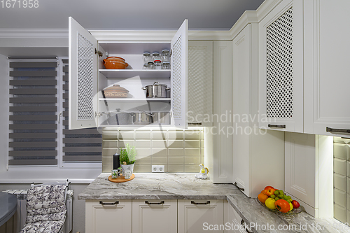 Image of White kitchen in classic style