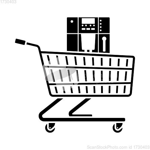 Image of Shopping Cart With Cofee Machine Icon