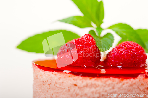 Image of fresh raspberry cake mousse dessert