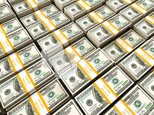 Image of Background of rows of dollar bundles