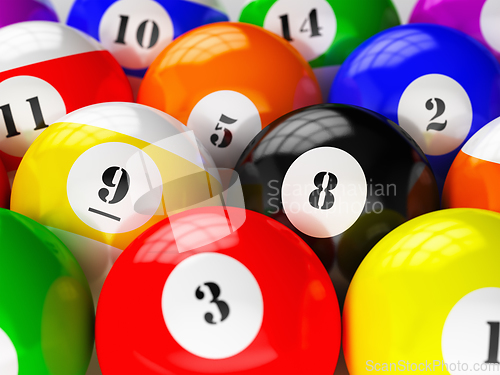 Image of Set of billiard pool balls