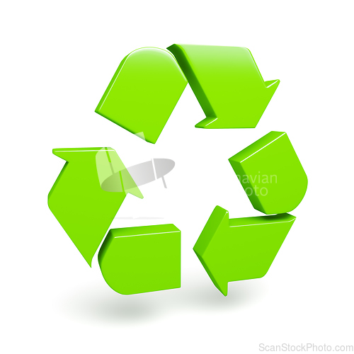 Image of Green recycling symbol isolated on white