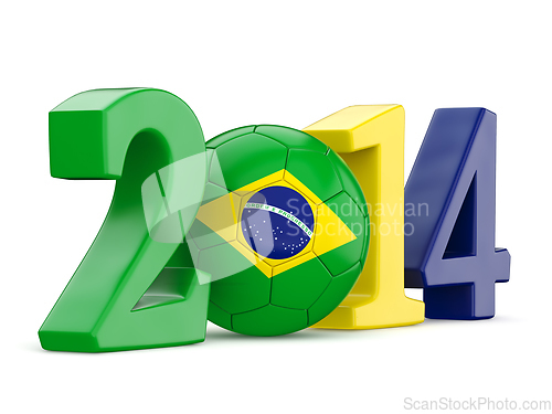 Image of Year with soccer ball and Brazil flag