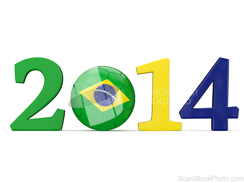 Image of Year with soccer ball and Brazil flag