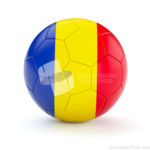 Image of Soccer football ball with Romania flag