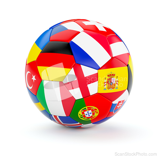 Image of Soccer football ball with Europe countries flags