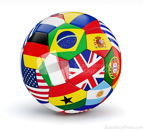 Image of Soccer ball with world countries flags isolated