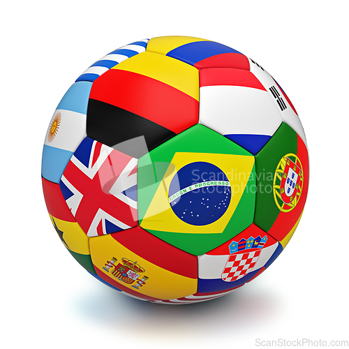 Image of Soccer ball with world countries flags isolated