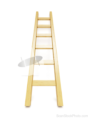 Image of Wooden ladder near white wall