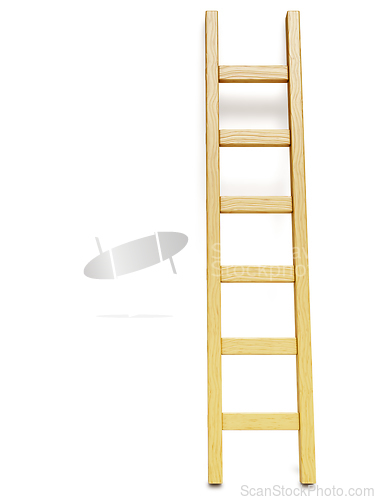 Image of Wooden ladder near white wall