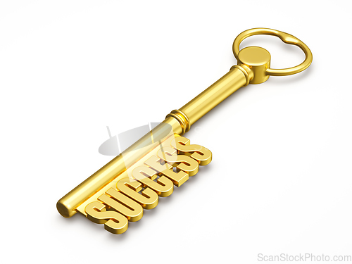 Image of Key to success made of gold isolated