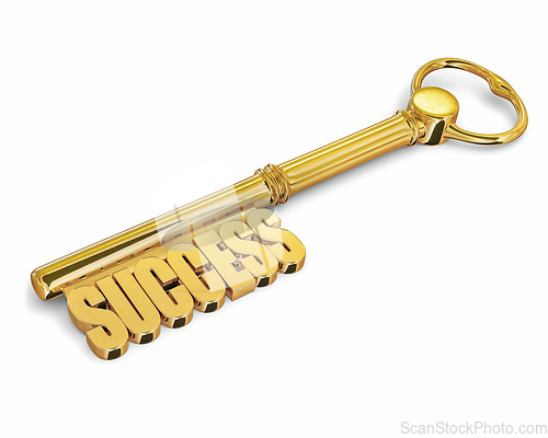 Image of Key to success made of gold isolated