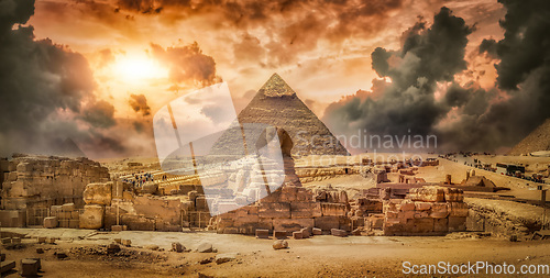 Image of Sphinx and storm clouds