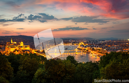 Image of View on illuminated Budapest