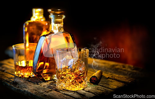 Image of Whiskey on a wooden table