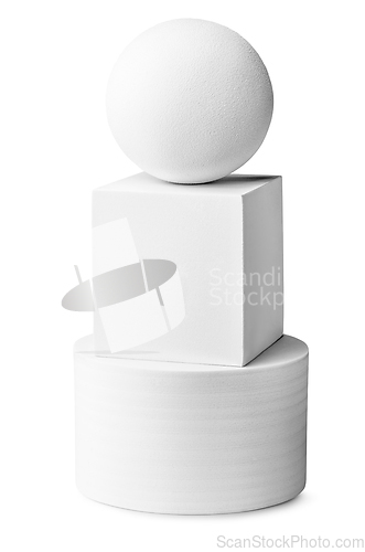 Image of White cylinder, ball and square