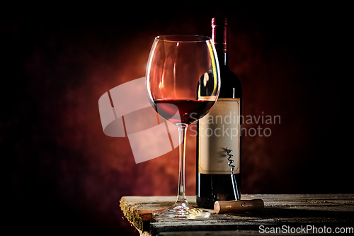 Image of Wine on  wooden table