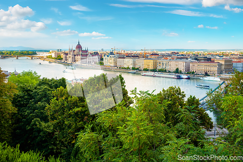 Image of landmarks of Budapest at summer