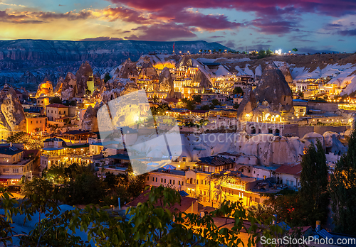 Image of lights of the town of Goreme