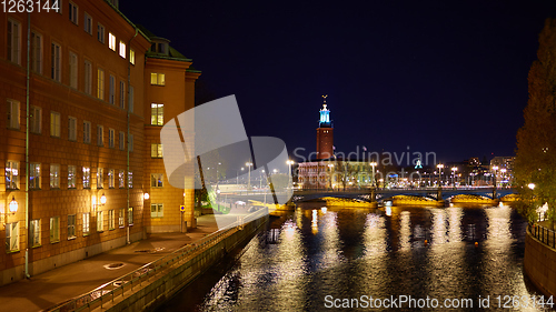 Image of The Stockholm City Hall Sweden at Night.