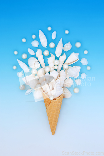 Image of Summer Seashell Ice Cream Cone Surreal Decoration 
