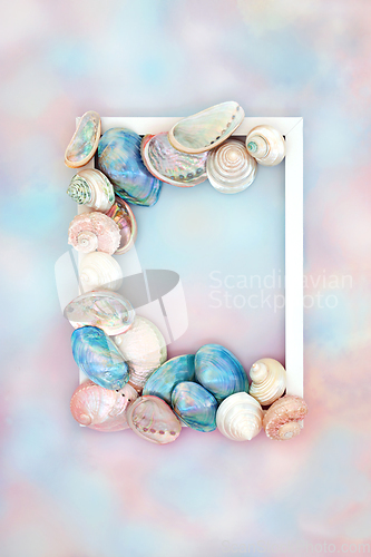 Image of Mother of Pearl Sea Shell Background Frame