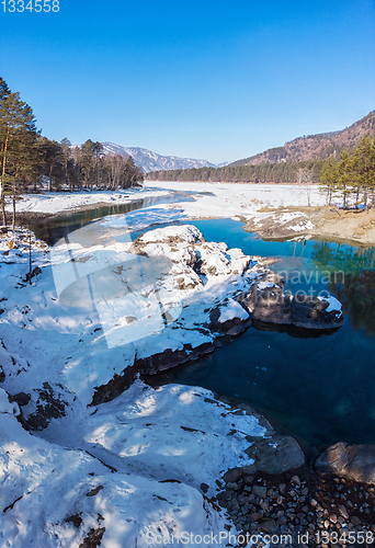 Image of Aerial view of winter blue lakes