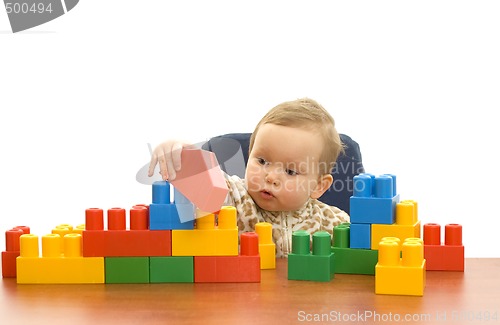 Image of Cute baby with blocks