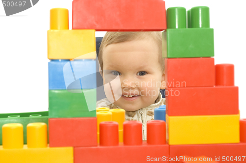 Image of Cute baby with blocks