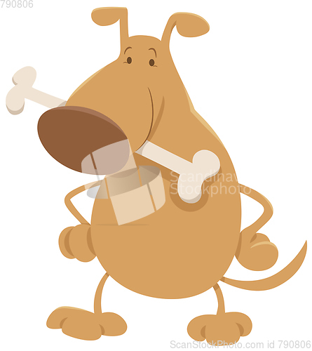 Image of dog with bone cartoon