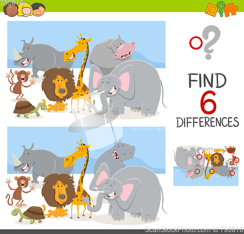 Image of find differences game with animals